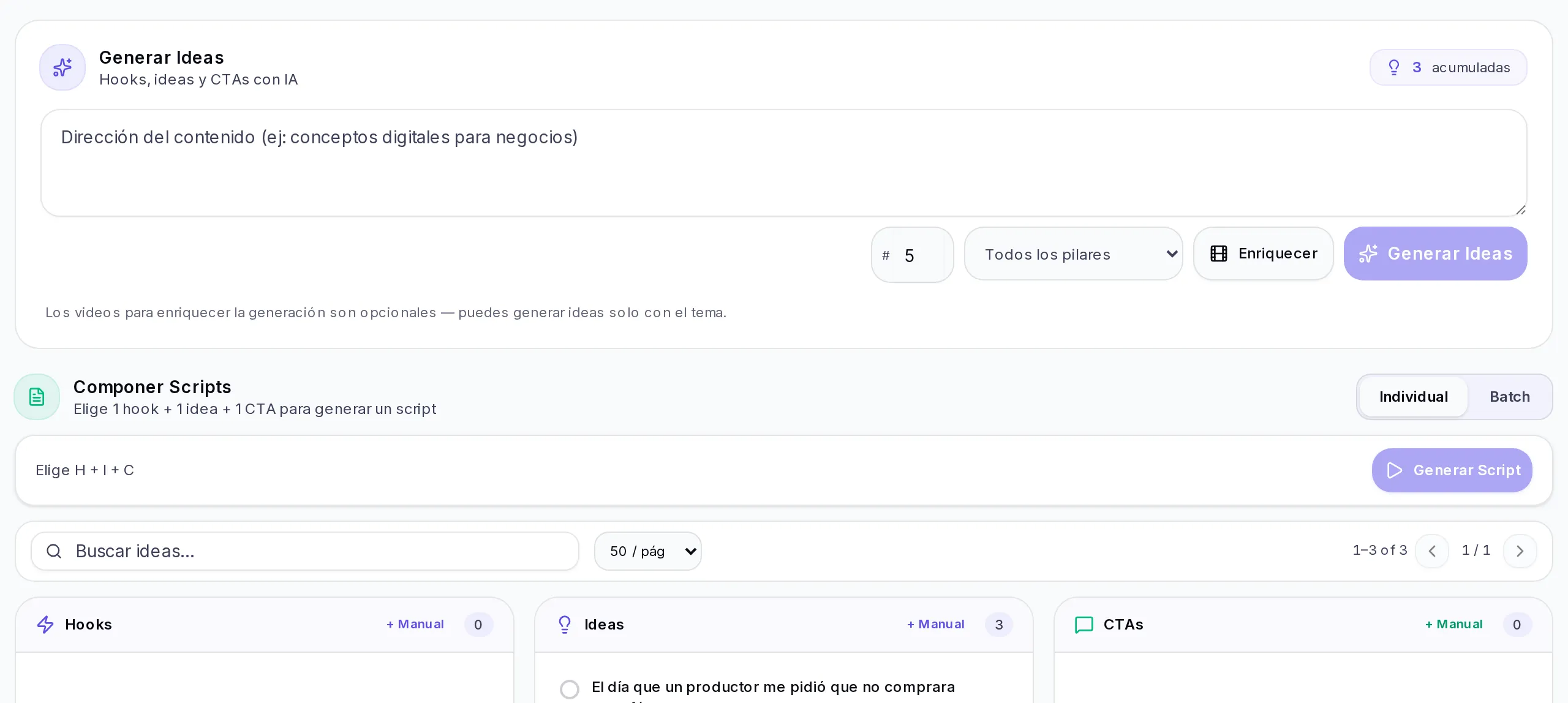 Ideas, hooks, and CTAs in one click